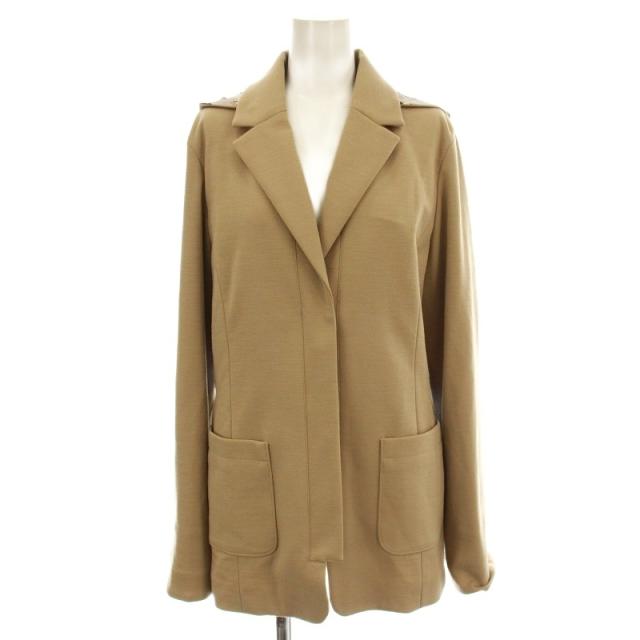 【中古】レオナールスポーツ LEONARD SPORT テーラードジャケット ジップアップ フード付き ウール混 38 ベージュ