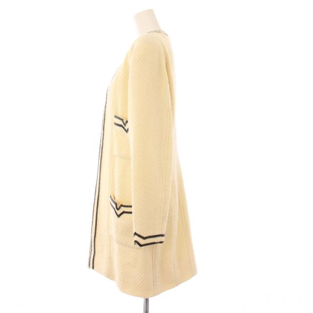 【中古】シャネル CHANEL ノーカラーコート ツイード アウター ボタンレス 38 ベージュ /KH レディース_1