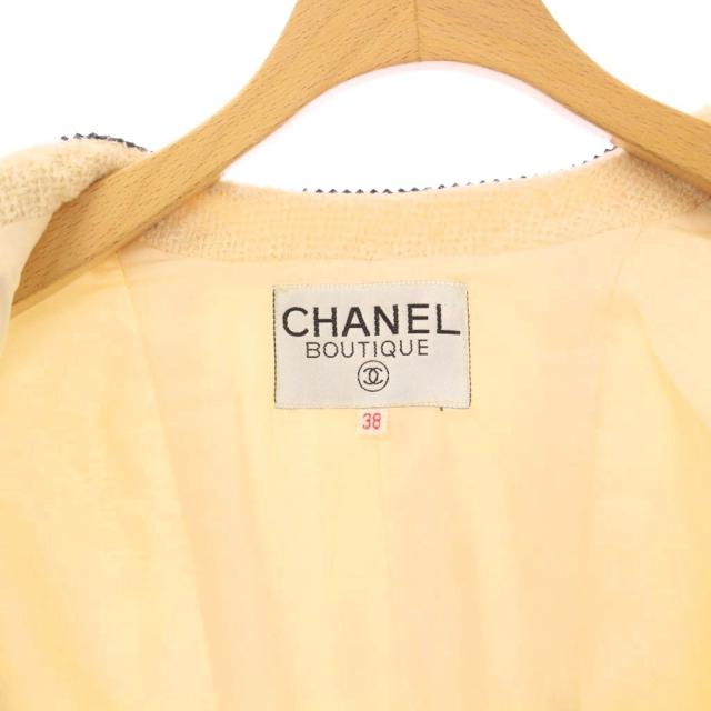 【中古】シャネル CHANEL ノーカラーコート ツイード アウター ボタンレス 38 ベージュ /KH レディース_3