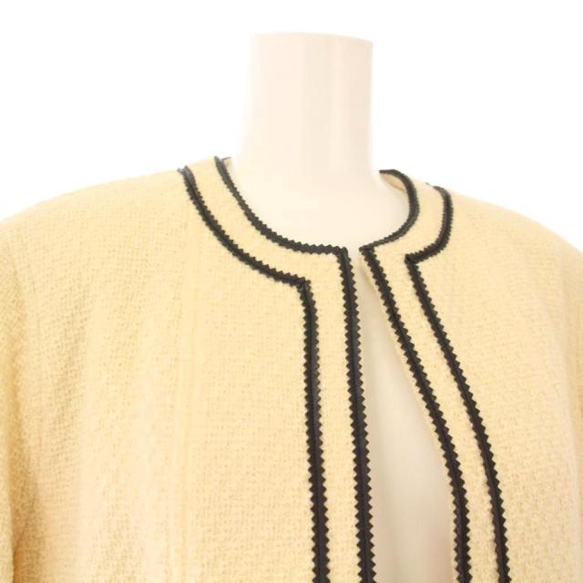 【中古】シャネル CHANEL ノーカラーコート ツイード アウター ボタンレス 38 ベージュ /KH レディース_4