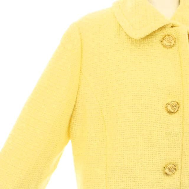 中古】レオナール FASHION ツイードコート ステンカラー ロング 花柄