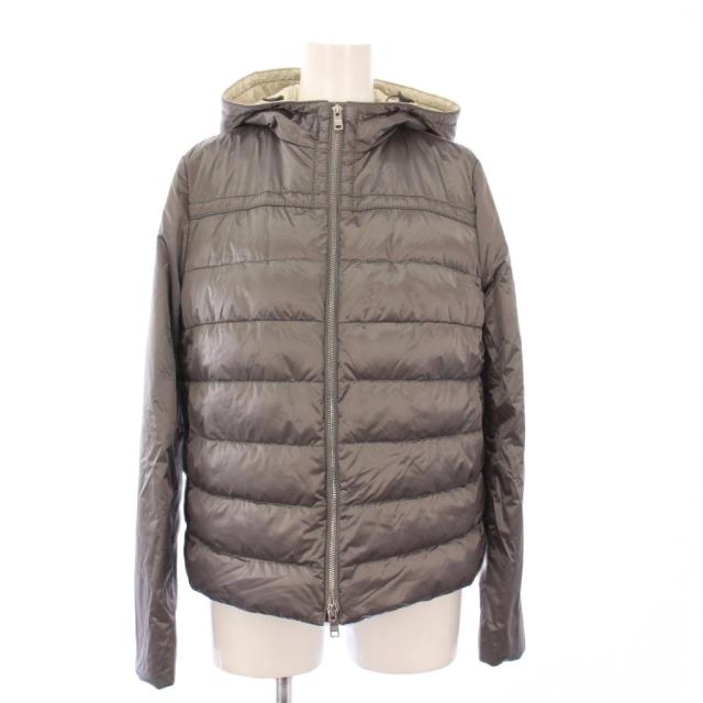 【中古】プラダ PRADA ダウンジャケット アウター フーディ 三角プレート 38 グレー 290832 /KH レディース