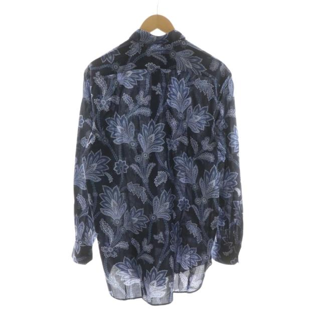 ETRO 長袖ブラウス Lサイズ シルク100% 花柄 ブラック パープル ETRO 長袖ブラウス Lサイズ シルク100% 花柄 ブラック パープル