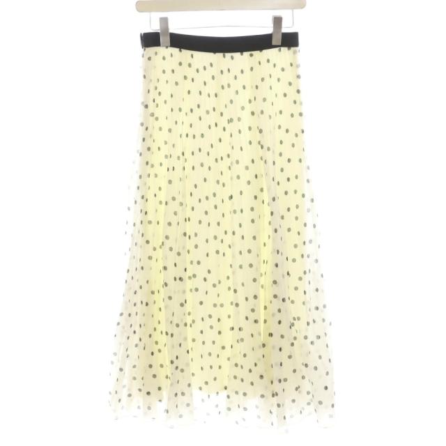 【中古】アナイ 24SS ドットオーガンジープリーツ スカート フレア ロング マキシ 38 ホワイト ブラック 10241711410 中古】アナイ 24SS ドットオーガンジープリーツ スカート フレア