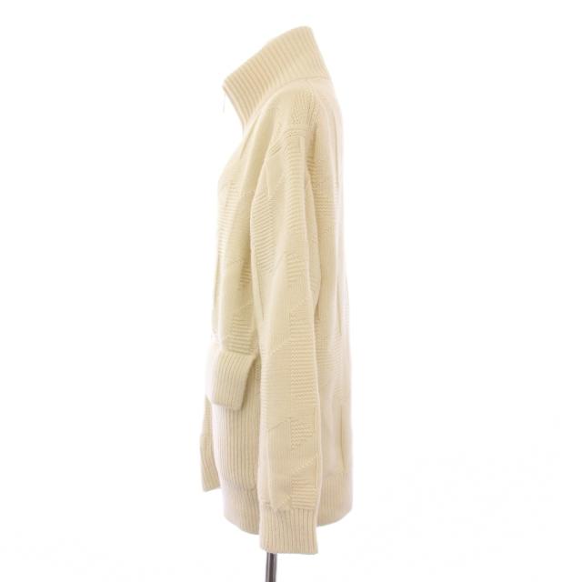 【中古】エルメス HERMES 24SS ニットカーディガン 長袖 スタンドカラー Hロゴ 34 白 /KH レディース_1