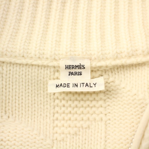 【中古】エルメス HERMES 24SS ニットカーディガン 長袖 スタンドカラー Hロゴ 34 白 /KH レディース_3