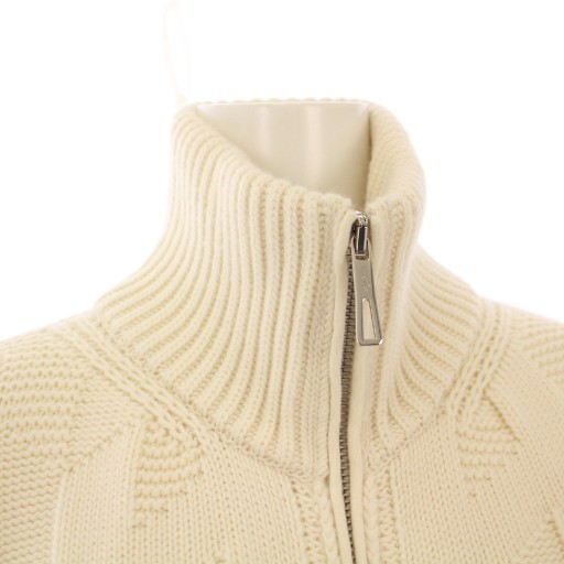 【中古】エルメス HERMES 24SS ニットカーディガン 長袖 スタンドカラー Hロゴ 34 白 /KH レディース_4