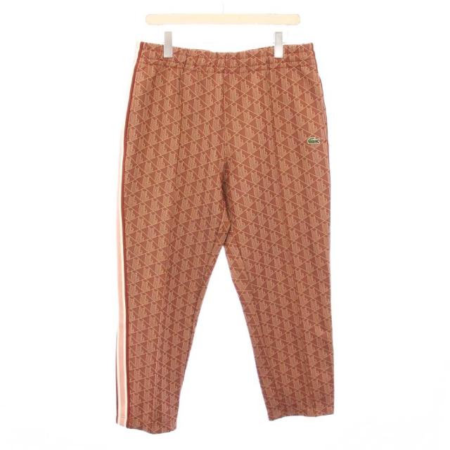 【中古】ラコステ サイドテーピングモノグラムジャカードトラックパンツ イージー スラックス ウエストゴム ロゴ 茶