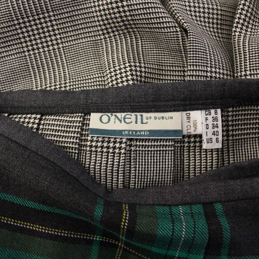 【中古】オニール オブ ダブリン ラップスカート プリーツ ロング チェック I40 グレー グリーン T12471B レディース 中古】オニール オブ ダブリン ラップスカート プリーツ ロング