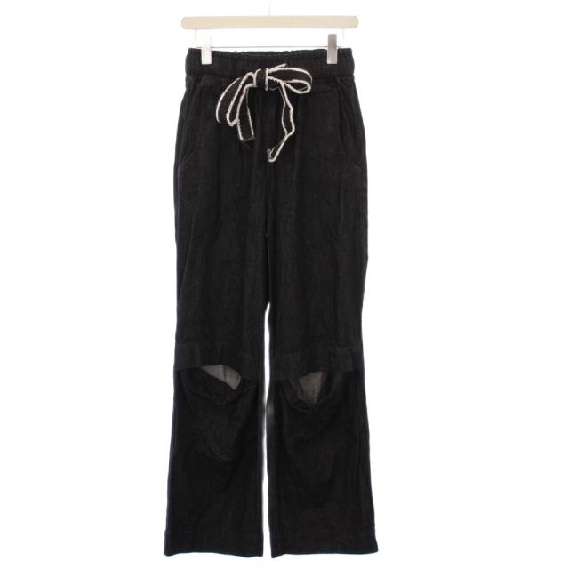 【中古】リヴィントーン RELAXED OPEN KNEE デニムパンツ ジーンズ ワイド イージー 36 ブラック LT-BLU-01-CS