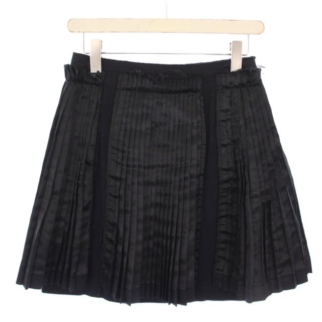 【中古】コムデギャルソン COMME des GARCONS AD2010 プリーツスカート フレア ミニ丈 切替 XS 黒 ブラック 紺