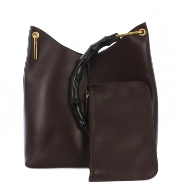 【中古】グッチ GUCCI バンブー トートバッグ ハンドバッグ レザー ブラウン 001-2113-1880 /KH ■OH ●D レディース