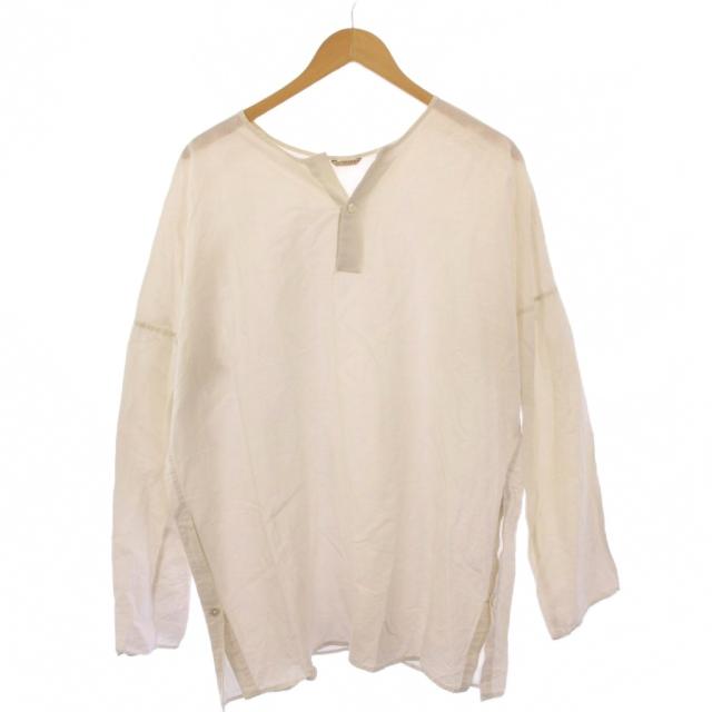 【中古】アーツ&サイエンス シャツ プルオーバー 長袖 ハーフボタン 無地 麻 リネン混 シルク混 3 ライトベージュ