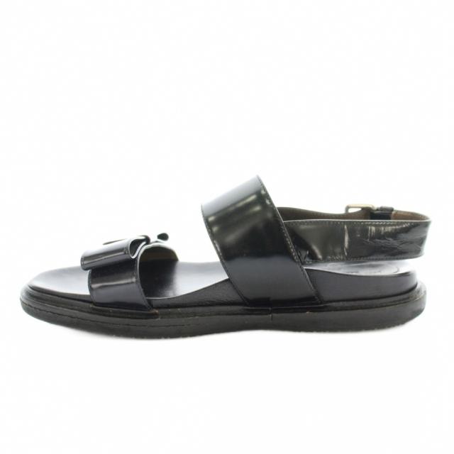 【中古】マルニ MARNI サンダル フラット バックストラップ レザー リボン 38 黒 ブラック /KU ●D レディース 中古】マルニ MARNI サンダル フラット バックストラップ レザー