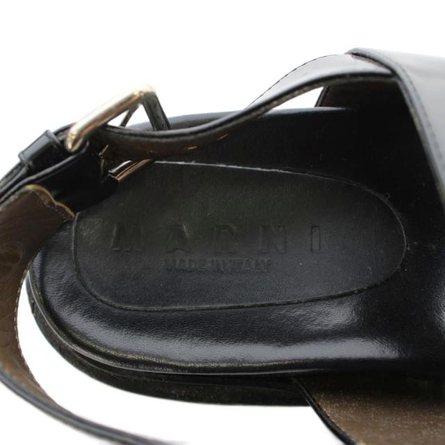 【中古】マルニ MARNI サンダル フラット バックストラップ レザー リボン 38 黒 ブラック /KU ●D レディース