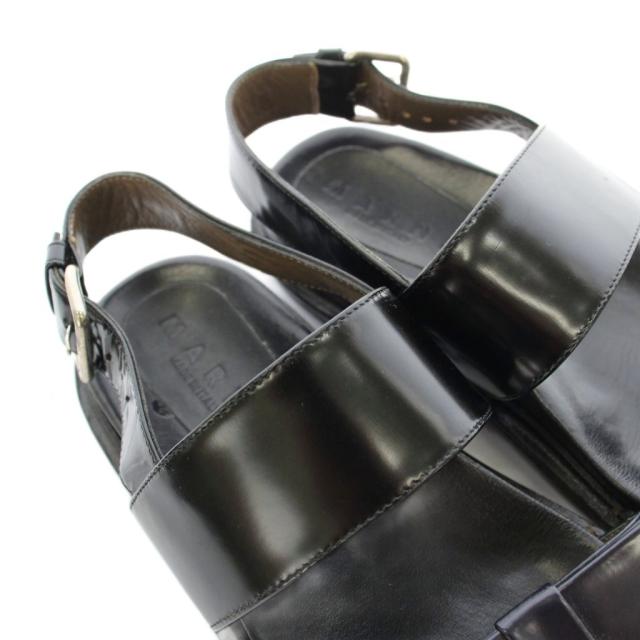 【中古】マルニ MARNI サンダル フラット バックストラップ レザー リボン 38 黒 ブラック /KU ●D レディース