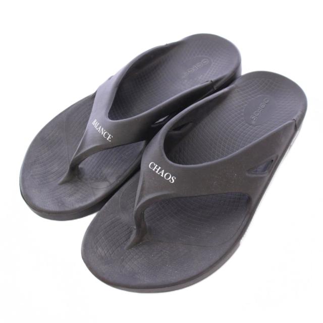 【中古】アンダーカバー JUN TAKAHASHI OOFOS 00riginal カオス トングサンダル フラット ロゴ プリント M9-W11 黒