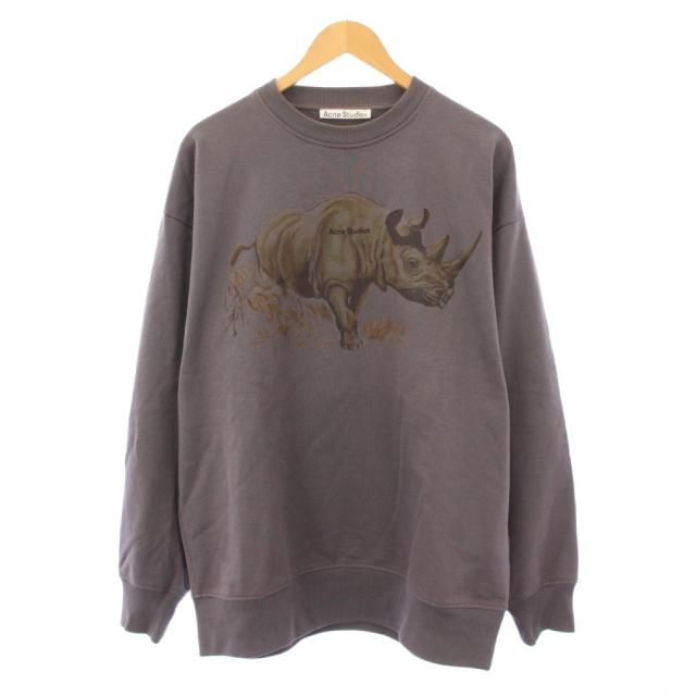 【中古】アクネ ストゥディオズ Okapi print Sweat オカピプリントスウェット トレーナー 長袖 クルーネック グレー