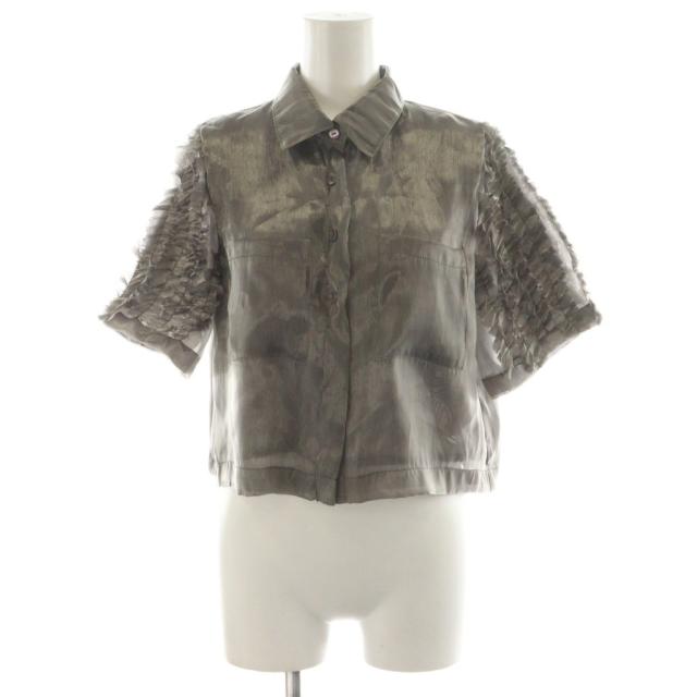 【中古】アメリヴィンテージ Ameri VINTAGE 24SS FRILL SLEEVE SHEER SHIRT シャツ ブラウス 半袖 S グレー