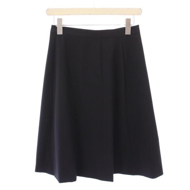 【中古】フォクシーニューヨーク ジョーデンスカート フレア Aライン ひざ丈 ストレッチ チェーン 装飾 38 紺 中古】フォクシーニューヨーク ジョーデンスカート フレア Aライン