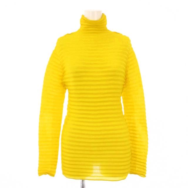 【中古】イッセイミヤケ ISSEY MIYAKE カットソー 長袖 ハイネック プリーツ ストレッチ 2 黄色 イエロー