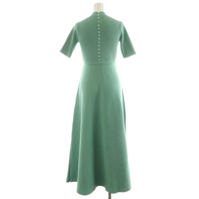【中古】セブンテンバイミホカワヒト バックパールニットドレス ワンピース ロング丈 5分袖 リブ S 緑 グリーン 5S509 中古】セブンテンバイミホカワヒト バックパールニットドレス
