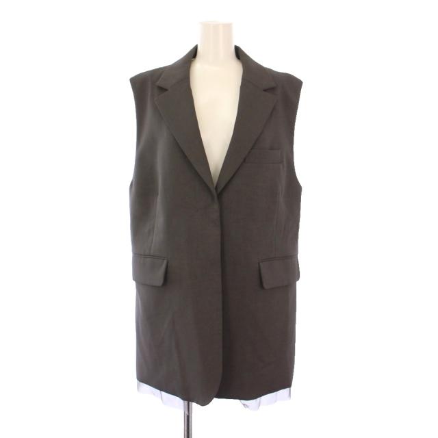 【中古】メゾンスペシャル MAISON SPECIAL Back Tulle Gilet バックチュールジレ ベスト ミドル丈 切替 F グレー