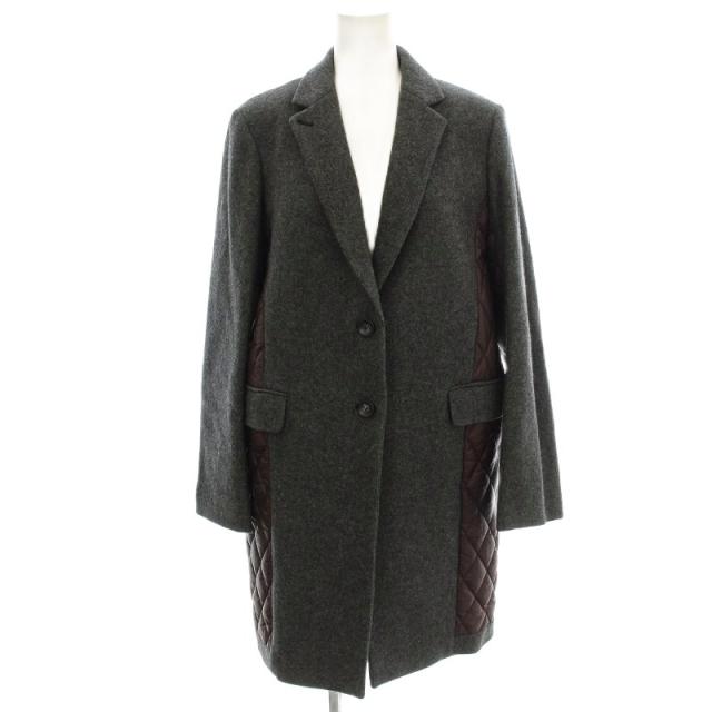 【中古】ポールスミス PAUL SMITH キルティング切替 チェスターコート GW0903 ロング コート 40 グレー ボルドー