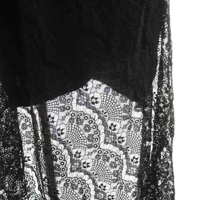 【中古】リミフゥ LIMI feu LAWN + SATIN DOUBLE FRONT BLOUSE ワンピース ひざ丈 ノースリーブ 切替 レース 2 黒 中古】リミフゥ LIMI feu LAWN + SATIN DOUBLE FRONT BLOUSE