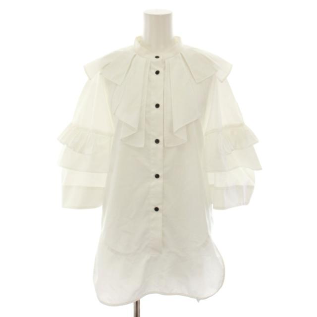 【中古】エンフォルド C/PEブロードタックカラー プルオーバー シャツ 半袖 フリル 38 白 300FS230-1670 レディース