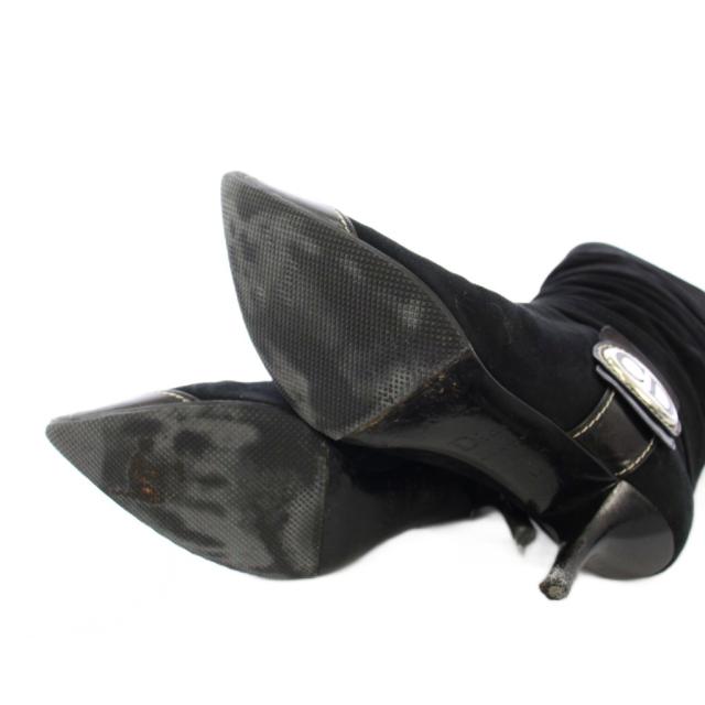 【中古】ディオール Dior CDロゴ ロングブーツ ギャザー スエード ポインテッドトゥ 35 D 黒 /TK レディース_6