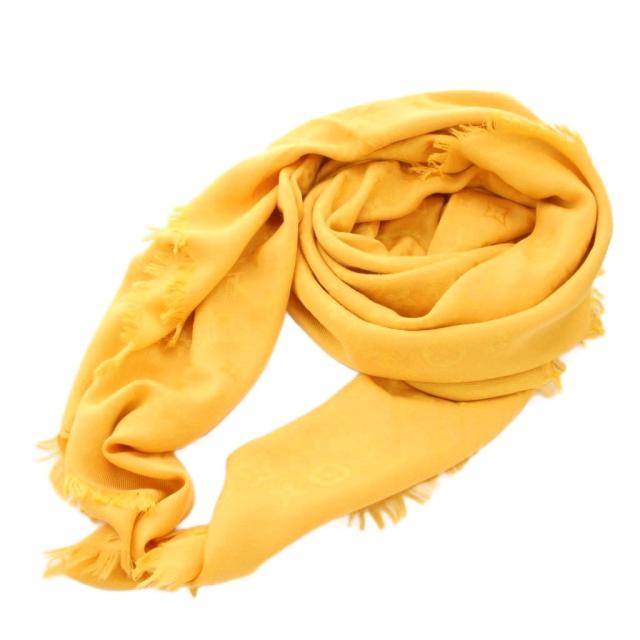 【中古】ルイヴィトン LOUIS VUITTON ショール モノグラム ストール マフラー 黄色 /YM ■OH レディース