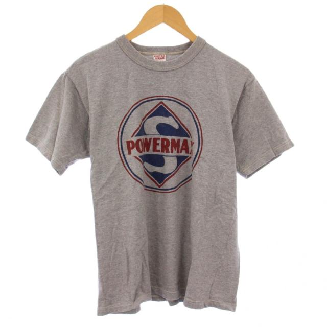 【中古】フリーホイーラーズ POWER WEAR スケリー Tシャツ 半袖 クルーネック ロゴ プリント ストレッチ M グレー