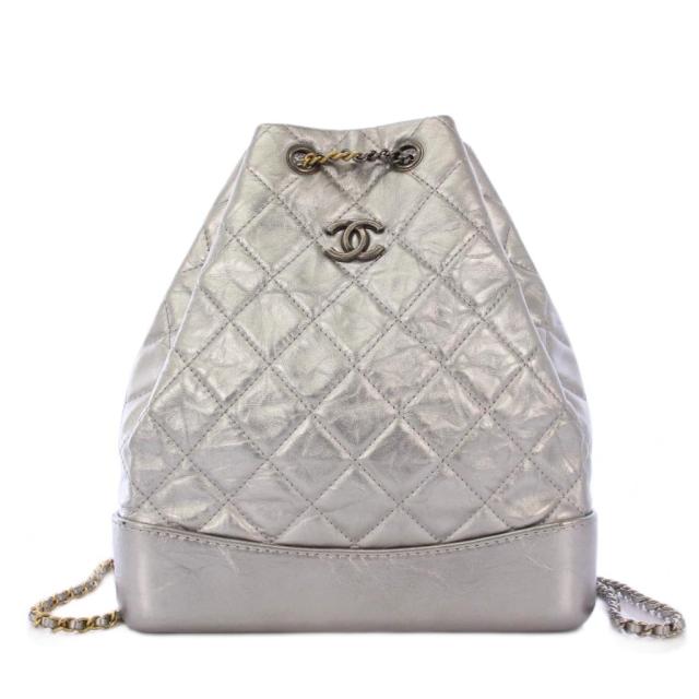 【中古】シャネル ガブリエル ドゥ スモール ココマーク リュックサック デイバッグ チェーンショルダー シルバー