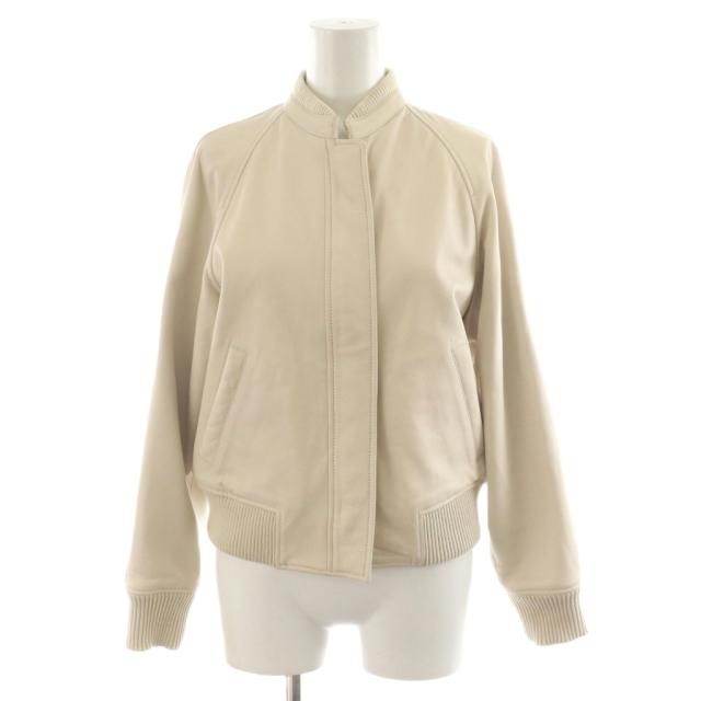 【中古】アルアバイル allureville 22SS ラムレザーコンパクトリブブルゾン ジャケット 羊革 2 アイボリー