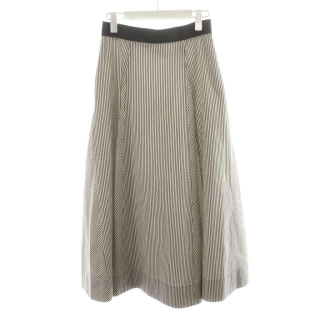 【中古】アナイ ANAYI 24SS サッカーストライプマチフレアスカート ロング丈 38 黒 ブラック 白 ホワイト 10241711470