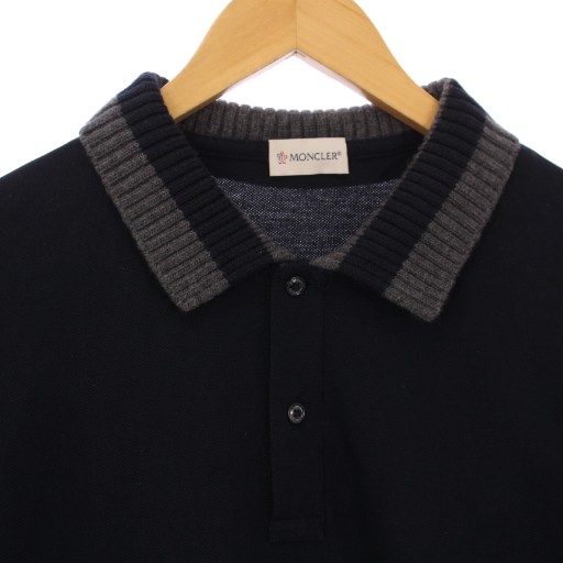 【週末値下げ】モンクレール　MONCLER ポロシャツ　中古品 MONCLER（モンクレール） ブラック 20年 MAGLIA POLO MANICA CORTA