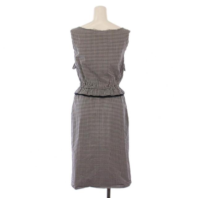 【中古】ミュウミュウ miumiu ワンピース ノースリーブ ひざ丈 フリル チェック柄 38 白 黒 MF3771 /BM レディース 中古】ミュウミュウ miumiu ワンピース ノースリーブ ひざ丈 フリル