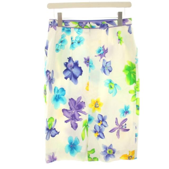 【中古】レオナール LEONARD fashion タイトスカート ひざ丈 花柄 プリント 73-97 白 ホワイト 0392201 /HN 中古】レオナール LEONARD fashion タイトスカート ひざ丈 花柄