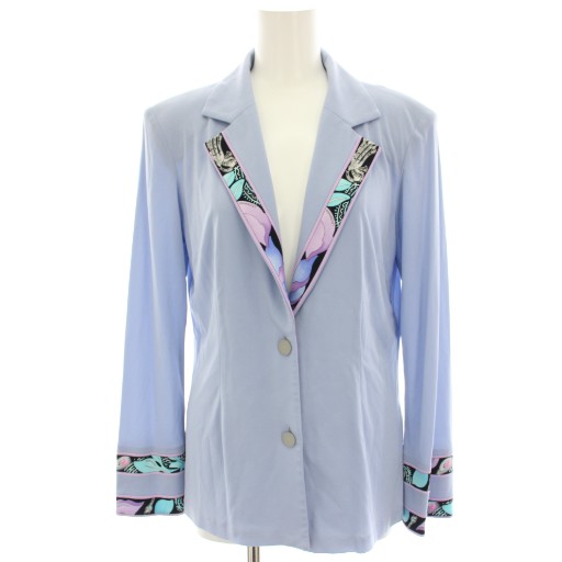 【中古】レオナール fashion テーラードジャケット シャツジャケット シングル 長袖 切替 M 水色 ライトブルー