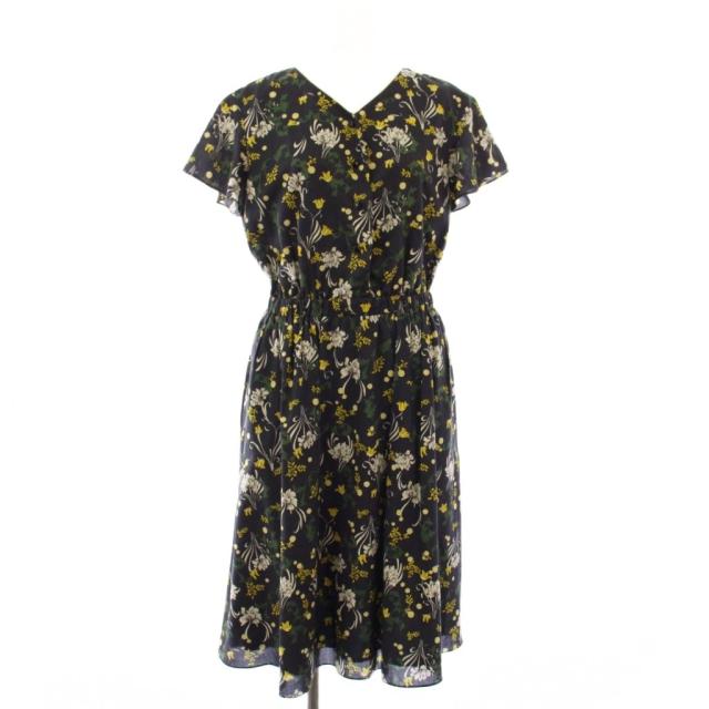 【中古】マッキントッシュフィロソフィー MACKINTOSH PHILOSOPHY 22SS ワンピース 花柄 半袖 ひざ丈 38 紺 レディース