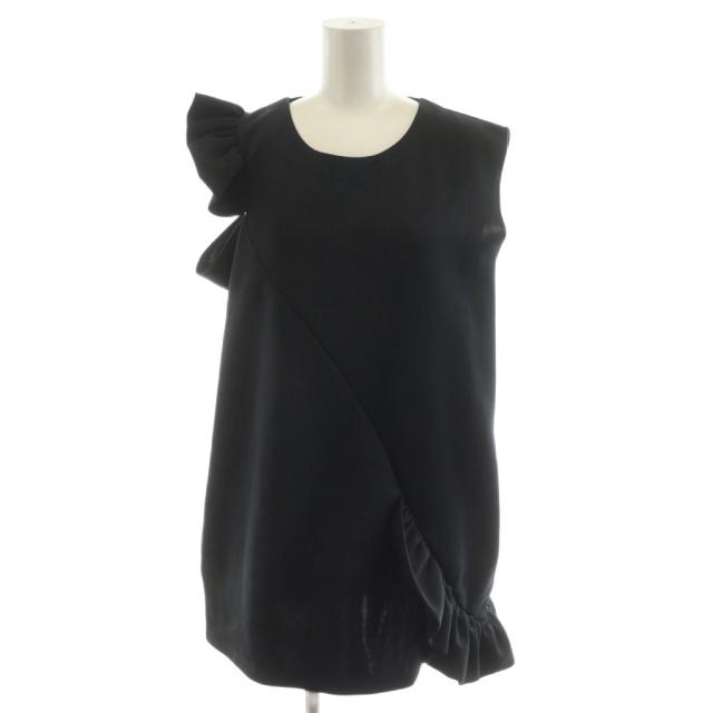 【中古】エムエムシックス メゾンマルジェラ ラッフルスリーブドレス カットソー ノースリーブ フリル S 黒