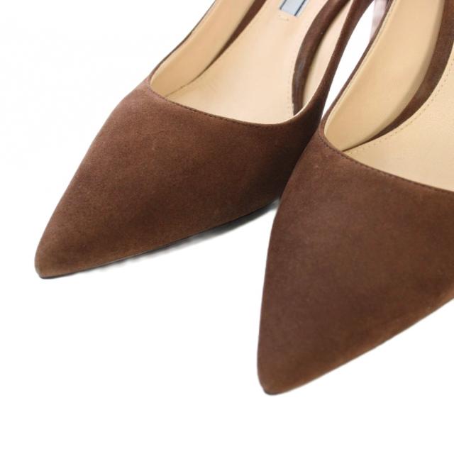 中古】プラダ PRADA パンプス スエード ポインテッドトゥ 36 茶 1I834I
