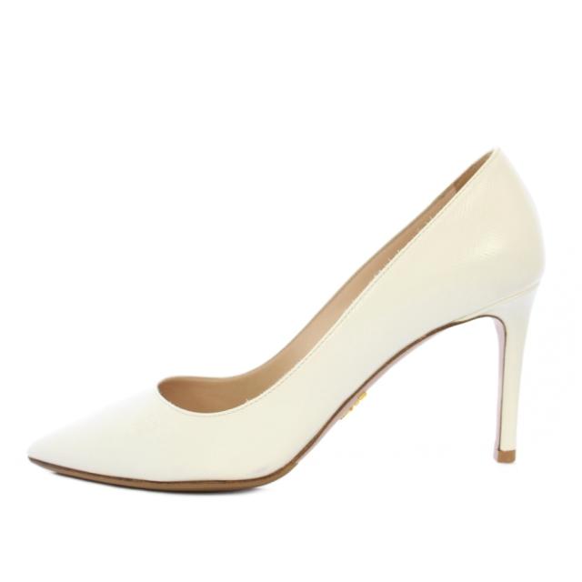 【中古】プラダ PRADA サフィアーノ レザー パンプス ポインテッドトゥ 35.5cm 白 1I834I /TK レディース