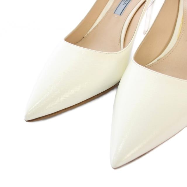 【中古】プラダ PRADA サフィアーノ レザー パンプス ポインテッドトゥ 35.5cm 白 1I834I /TK レディース