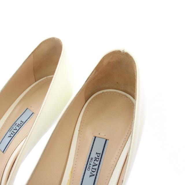 【中古】プラダ PRADA サフィアーノ レザー パンプス ポインテッドトゥ 35.5cm 白 1I834I /TK レディース