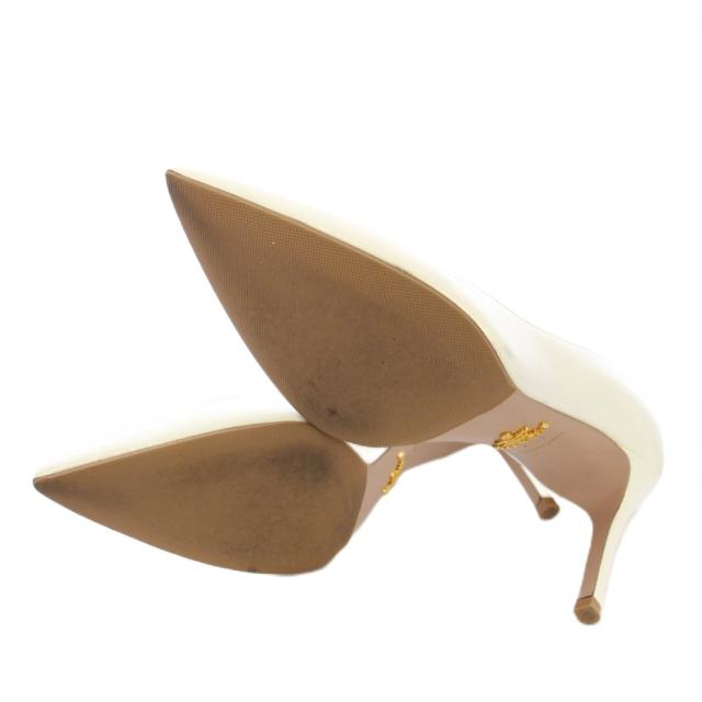 【中古】プラダ PRADA サフィアーノ レザー パンプス ポインテッドトゥ 35.5cm 白 1I834I /TK レディース