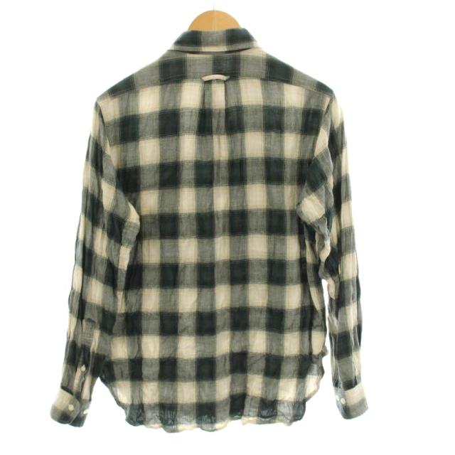 【中古】マウンテンリサーチ G.P.4 カジュアルシャツ オンブレチェックシャツ 長袖 S 緑 グリーン ベージュ MTR-2156