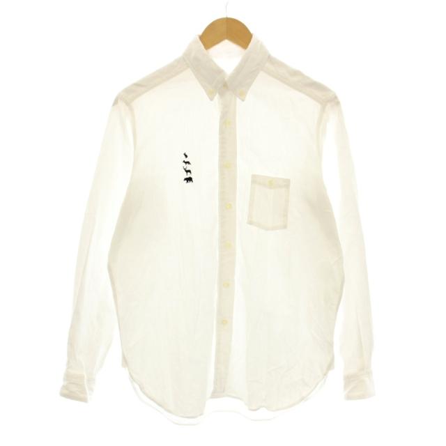 【中古】マウンテンリサーチ B.D. アニマル柄刺繍 コットンボタンダウンシャツ カジュアルシャツ 長袖 S MTR-2690