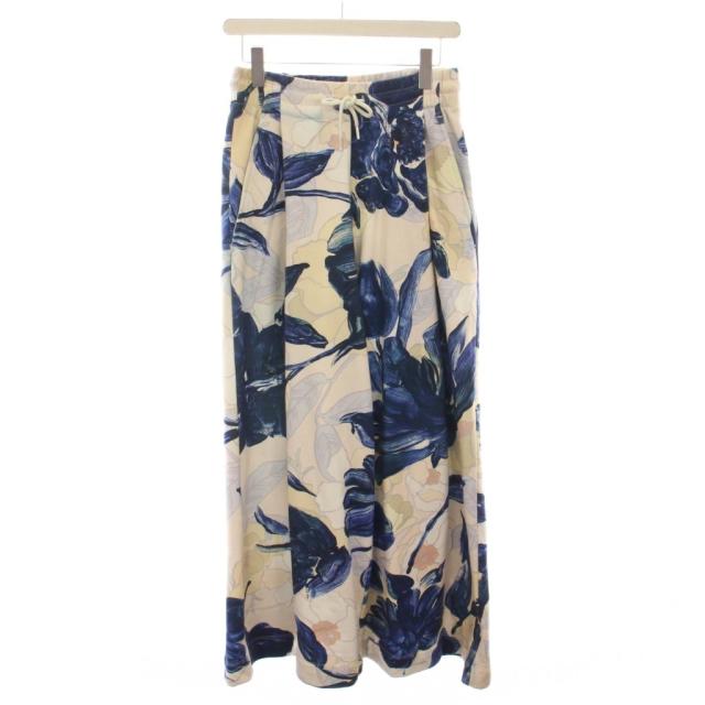 【中古】ドリスヴァンノッテン 24AW Loose sweatpants ルーズ スウェットパンツ ワイド 花柄 S ベージュ 青